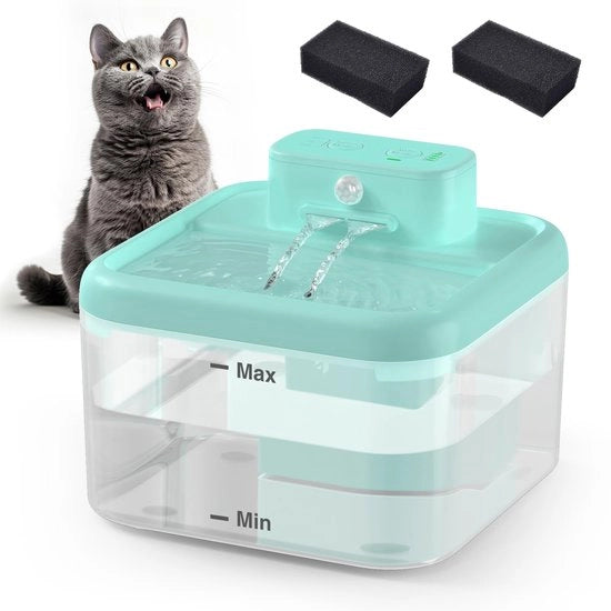 Draadloso Fonteino per Gatti, 2L Fonteino per Gatti con Batteria 2200mAh, Ultra Silenzioso con Sensore di Movimento, 3 Modalità Fonteino per Animali Domestici per Gatti