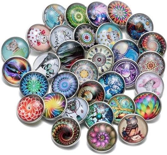 Snap Charms 10 pezzi - Accessori scambiabili - 18 mm pulsanti - Materiale duraturo/metro - Stile casuale - Ideali per regali