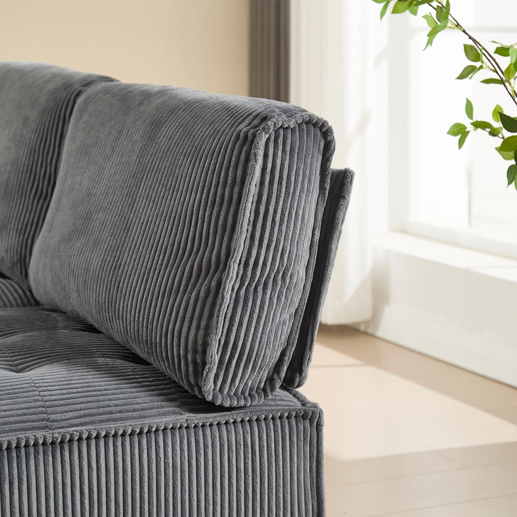 Divano modulare ergonomico 6 posti in tessuto a coste grigio; configurabile
