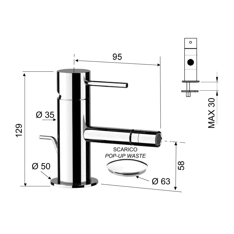 Miscelatore bidet cromato - Serie X Style