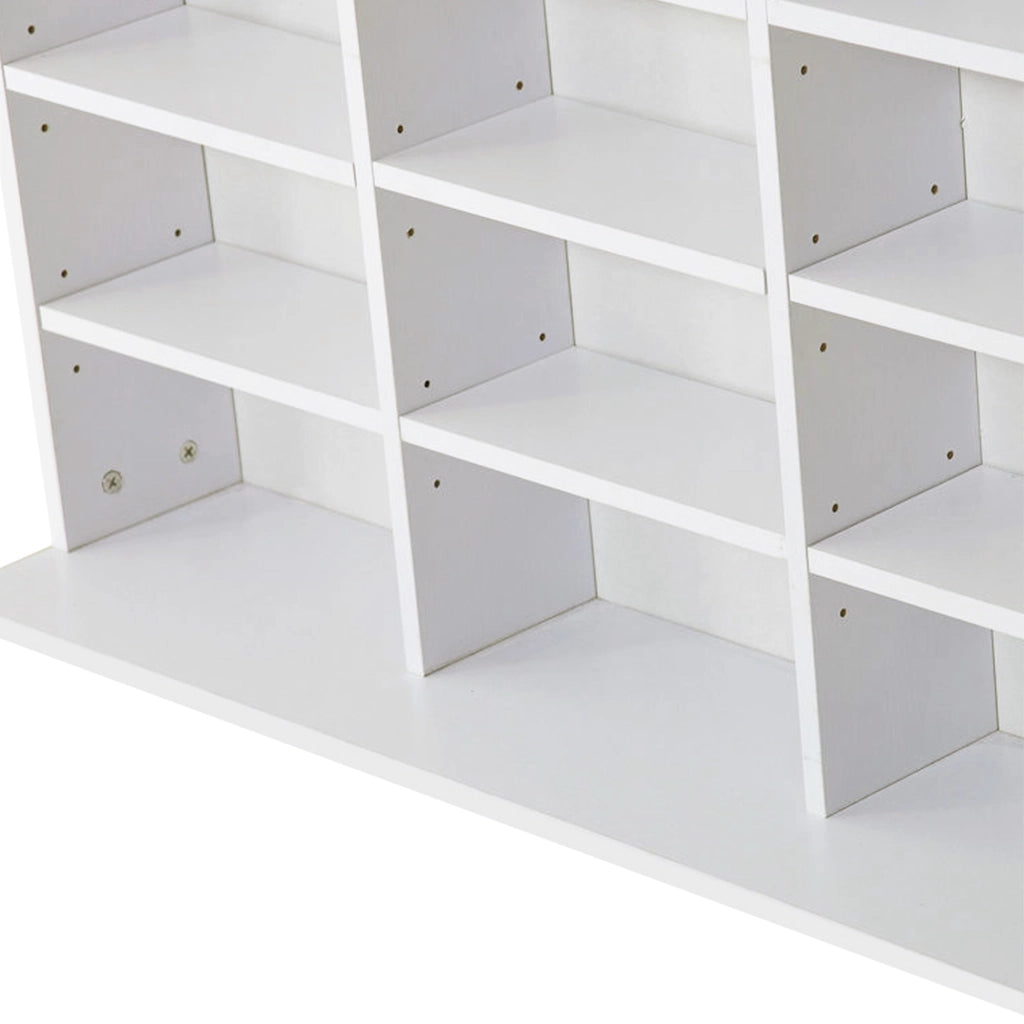 Libreria Porta CD 102x23,5x195 cm con 3 Colonne da 12 Ripiani in MDF Bianco