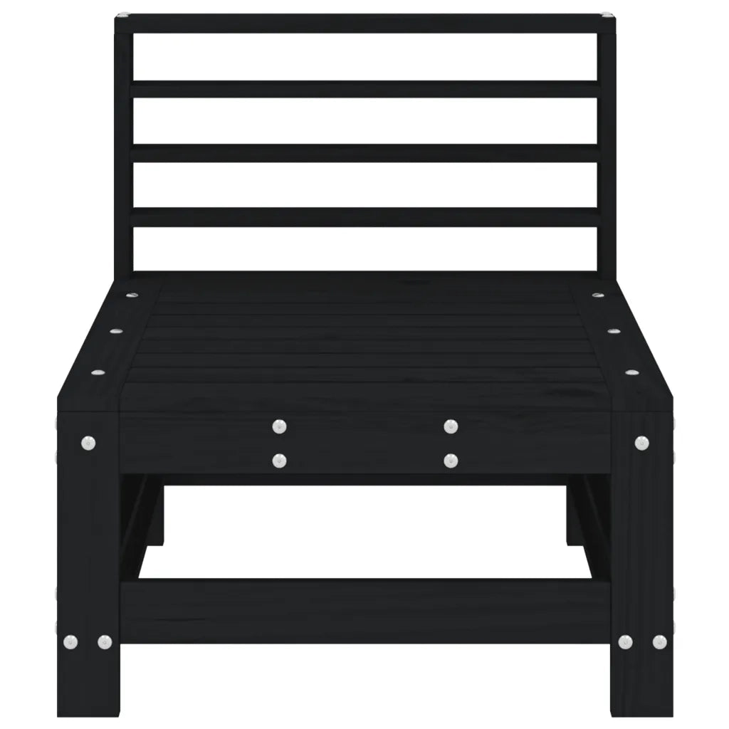 Divano Centrale da Giardino Nero in Legno Massello di Pino 825615