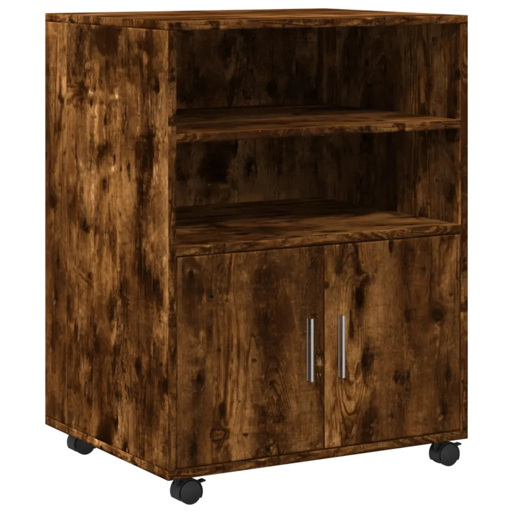 Armadietto con Ruote Rovere Fumo 60x48x81 cm in Truciolato