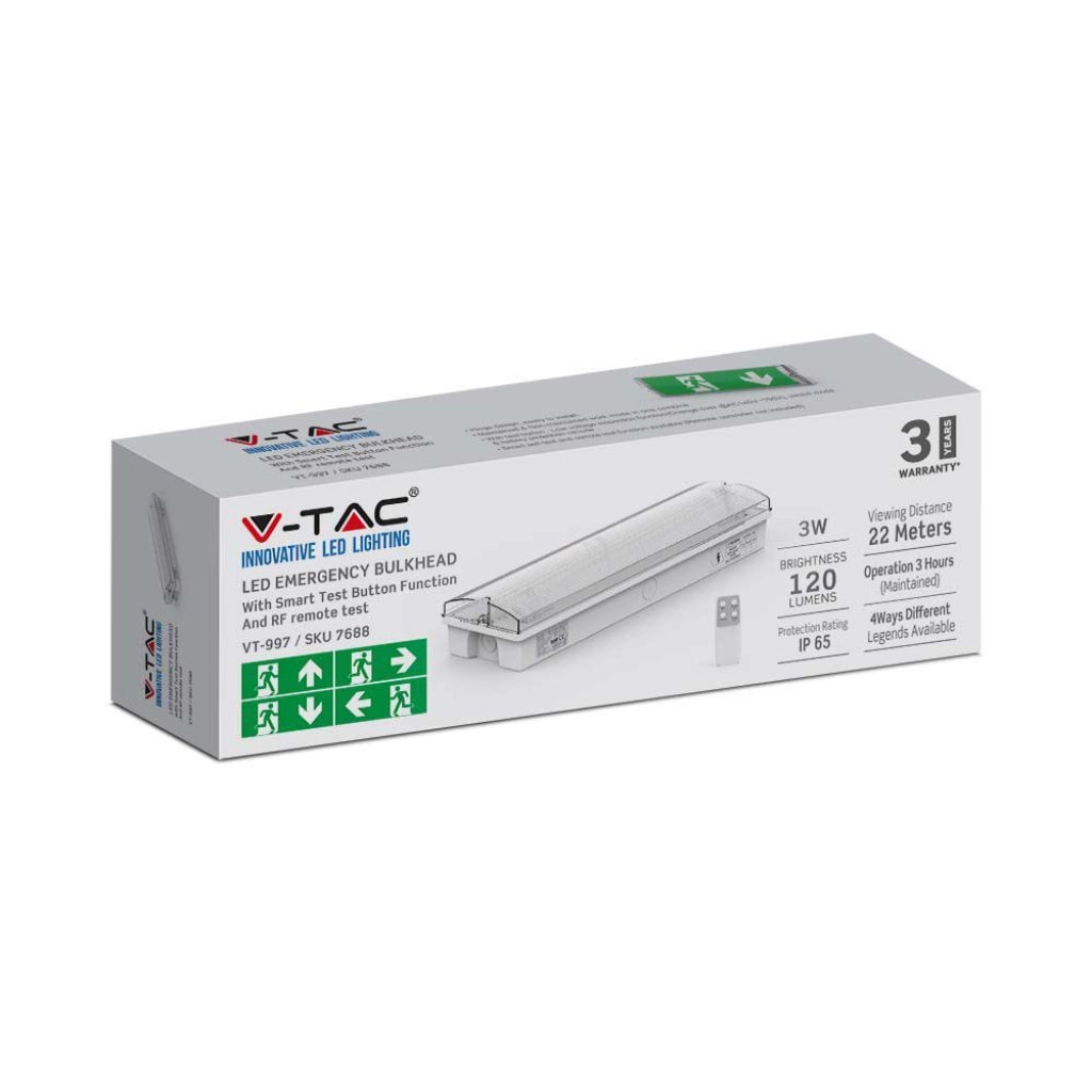 Luce di uscita di emergenza a LED da 3W con pulsante di self test e controllo RF 6400K