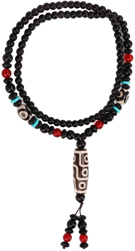 Collana con Amuleto Tibetaño - Hanger con Nove Occhi Dzi - Decorazione per la Salute e la Fortuna - Collana con Pendentif Dzi