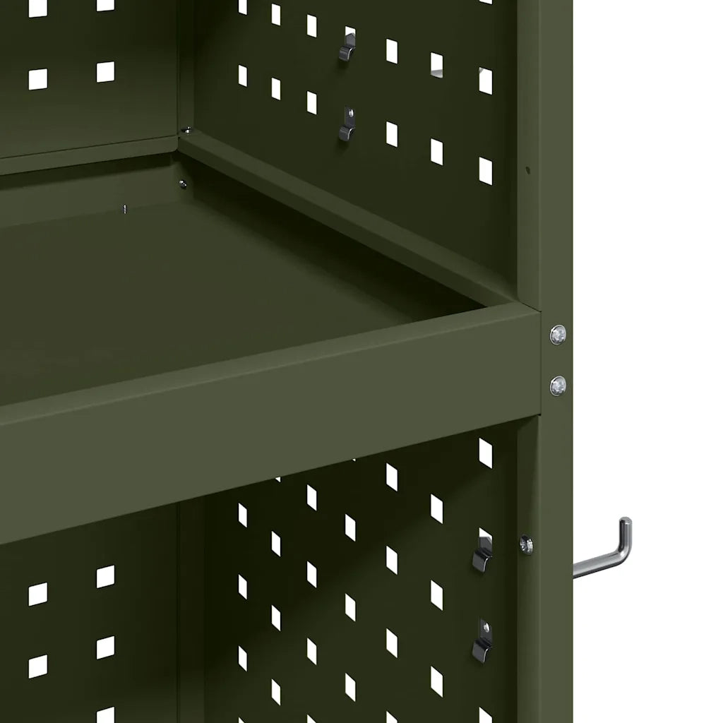 Carrello per Attrezzi con ruota Verde oliva 65 x 35 x 111 cm 874556