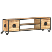 Mobile TV multimediale scaffale per televisione televisore buffet sala da pranzo soggiorno camera da letto 130 x 30 x 39 cm legno massello di mango marrone 02_0025884