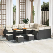 Set Divano da Giardino 13 pcs Nero polyrattan
