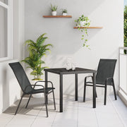 Set da Pranzo Giardino  3 Pezzi Nero Textilene e Acciaio