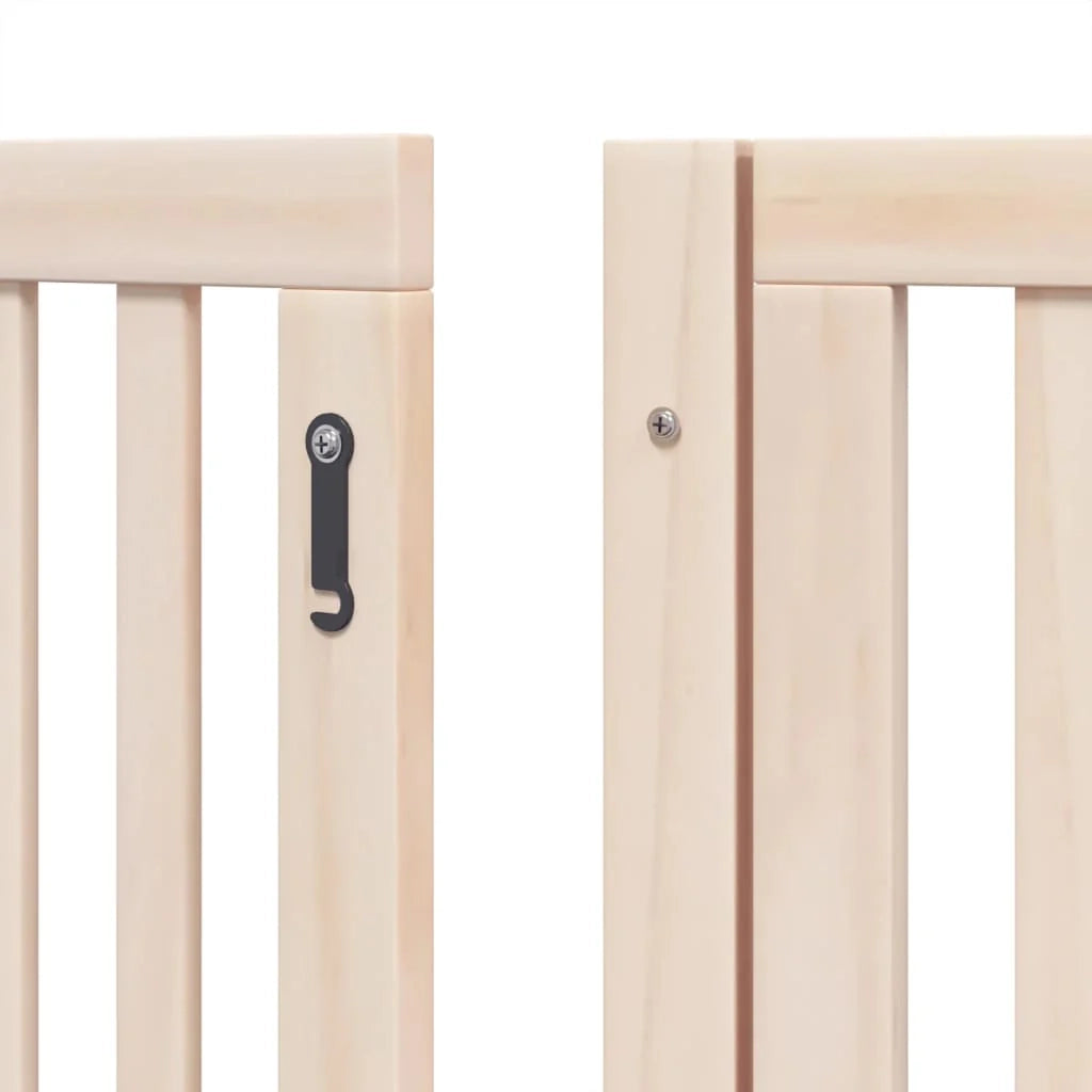 Cancelletto di sicurezza per cani con porta pieghevole 6 pannelli legno di pioppo marrone 02_0023021
