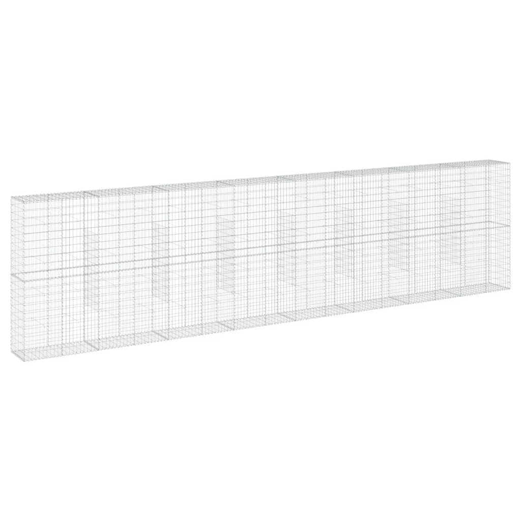 Gabbione recinto a gabbia muro di contenimento con coperchio 800 x 50 x 200 cm ferro zincato argento 02_0040205