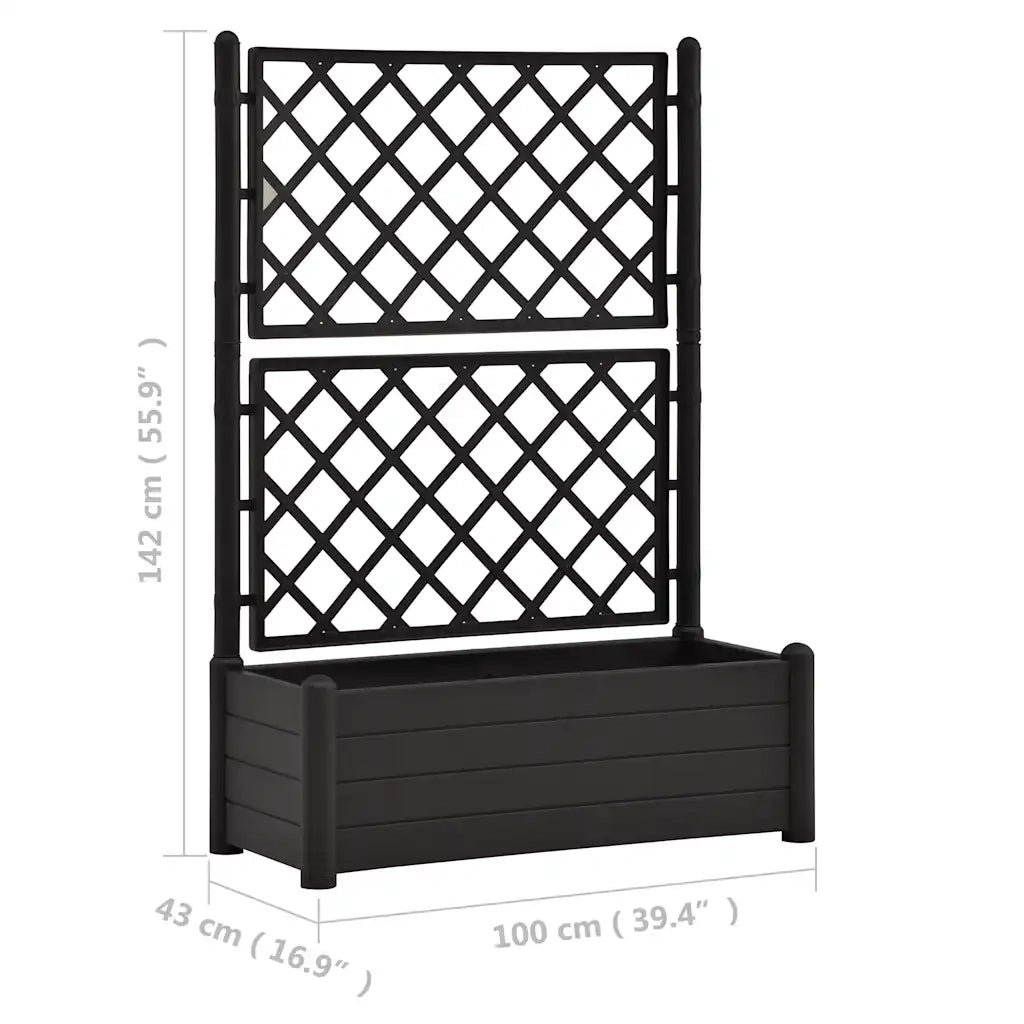 Fioriera | Cassetta per fiori | Vaso da Giardino con Graticcio 100x43x142 cm PP Antracite