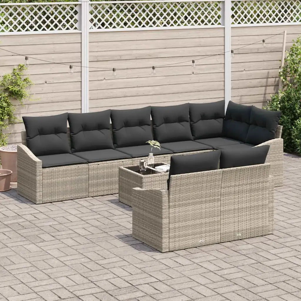 Set di divani con cuscino 9 pcs Grigio chiaro polyrattan 3346782