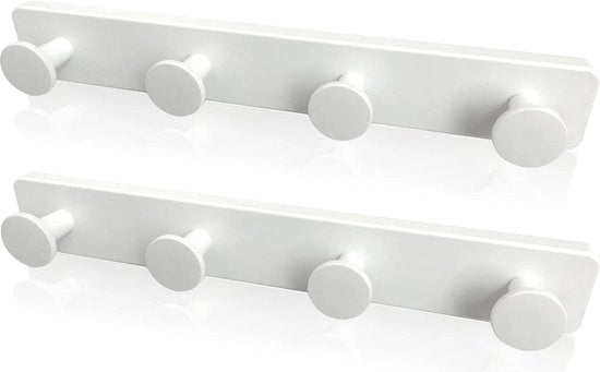 Capocassettto da parete bianco 4 ganci - facile da installare - design robusto - per bagno camera da letto cucina - 2 pezzi