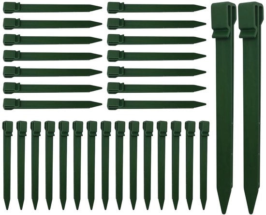 Stecchi per giardino in plastica robusta - 24 cm - 22 pezzi - con ganci - per pavimenti morbidi - bordo erba
