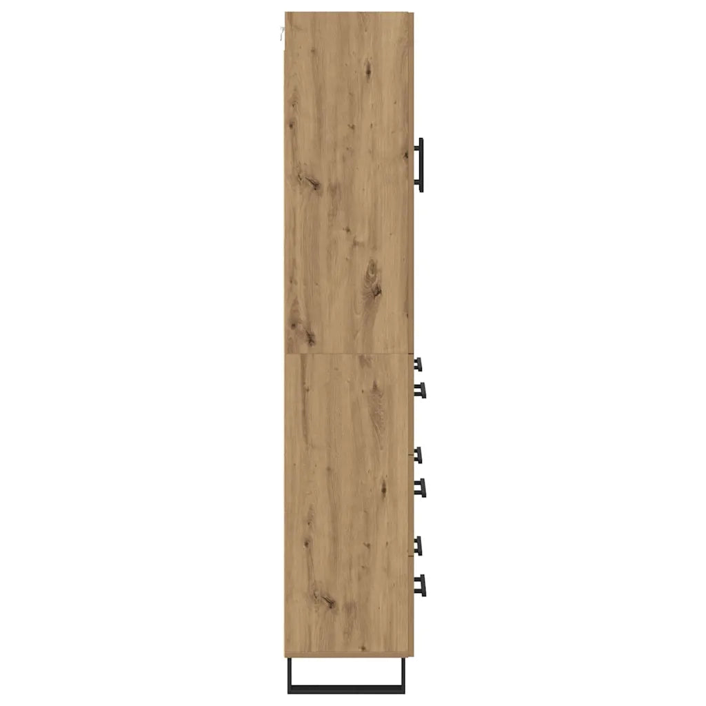 Credenza 2 pz-Set di 2 Buffet-Armadio da cucina Rovere artigianale Legno Stratificato e Vetro 319639