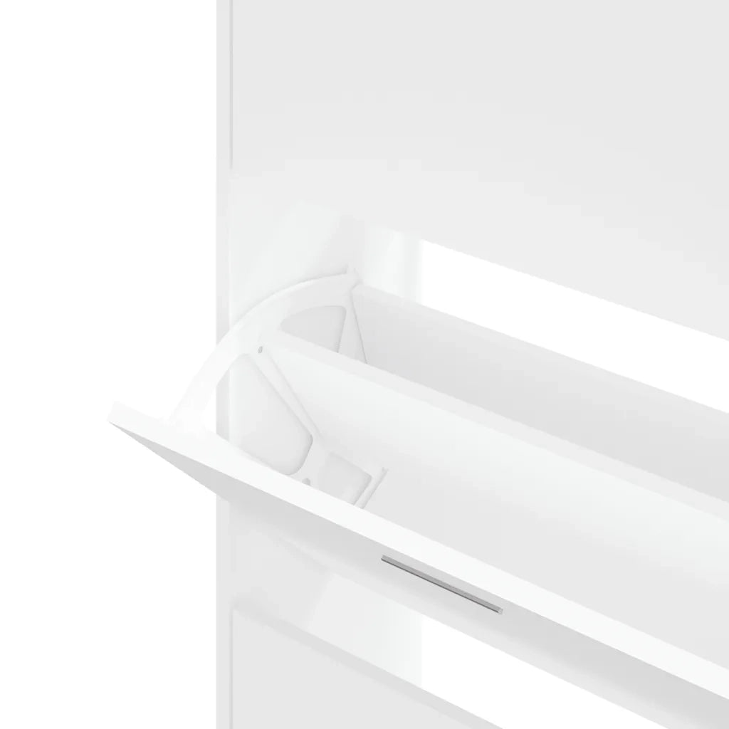 Scarpiera Bianca 63x24x147 cm in Legno Multistrato 342542