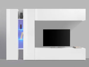 Parete Attrezzata Soggiorno 280x30x180 cm Maruska n°8 Bianco Lucido