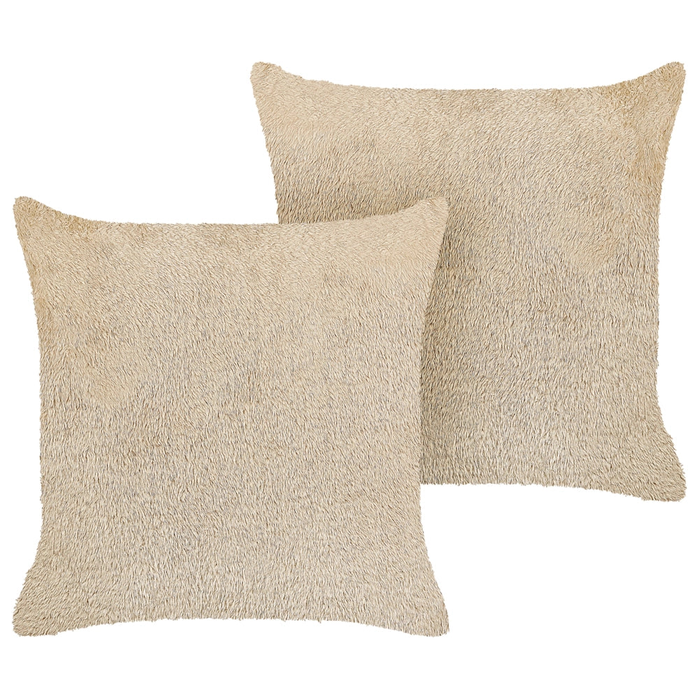 Set di 2 cuscini decorativi in poliestere beige 45 x 45 cm in stile boho con imbottitura