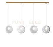 SOSPENSIONE OTTONE SATINATO 4 LUCI RETTANGOLARE VETRI 2X TR + 2X BF 1184OS-S4 R-BT