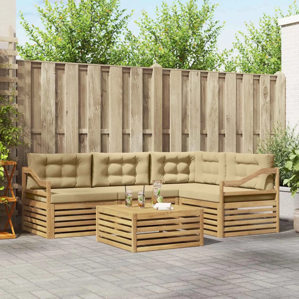Set di divani da esterno 5 pcs Bianco e Beige Poliestere 3390463