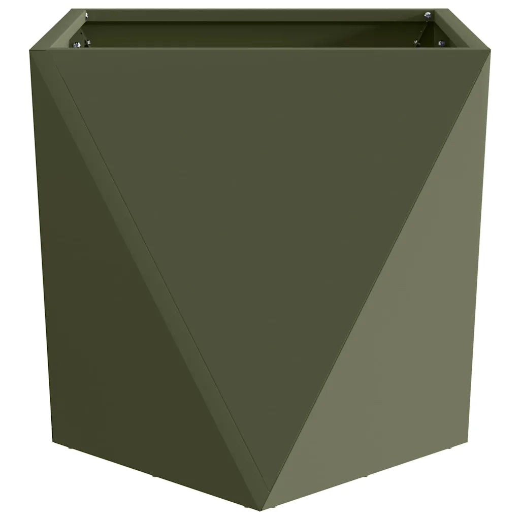 Fioriera 2 pz-Set di 2 Vaso-Contenitore per Piante Verde oliva 50 x 50 x 50 cm Acciaio