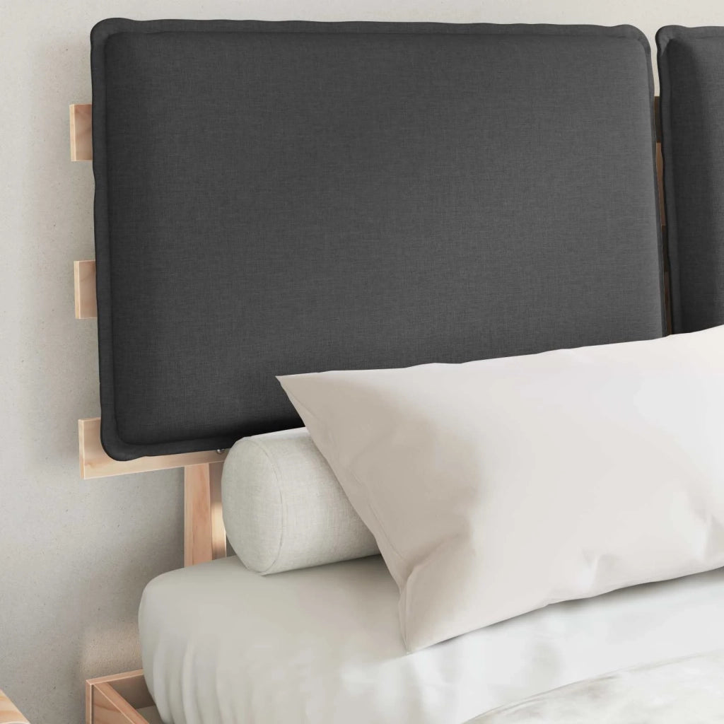 Letto con Testiera Rivestita Grigio scuro 140 x 200 cm