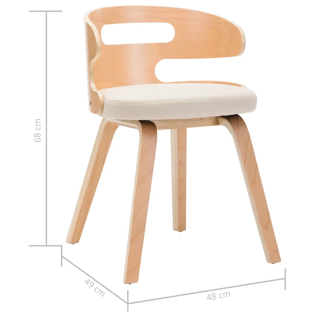 Sedie da Pranzo 6 pz Crema in Legno Piegato e Similpelle 278853