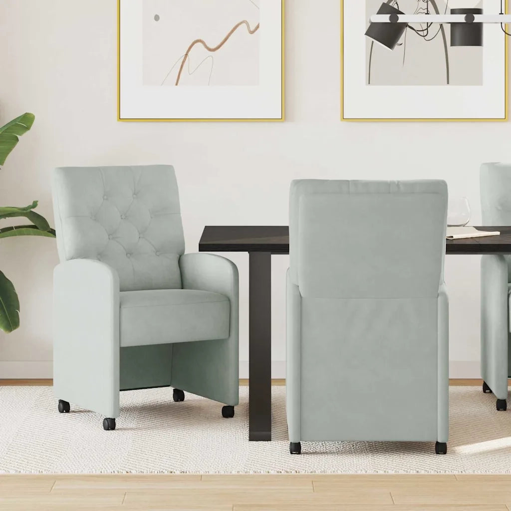 Sedie da Pranzo con Ruote 2 pcs Grigio chiaro 58 x 67 x 97 cm