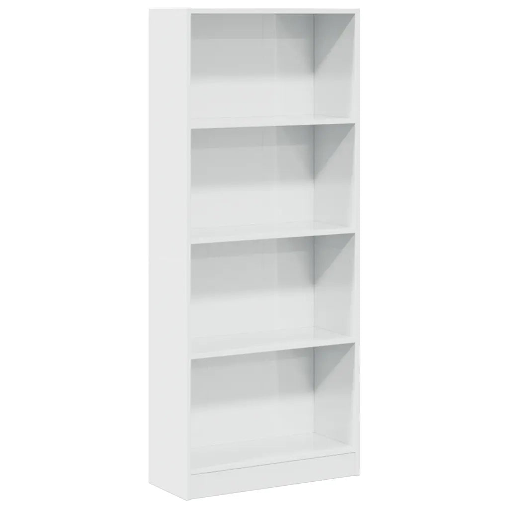 Libreria-Scaffale per Libri-Mobile di Stoccaggio Bianco Lucido 60x24x143 cm in Legno Multistrato