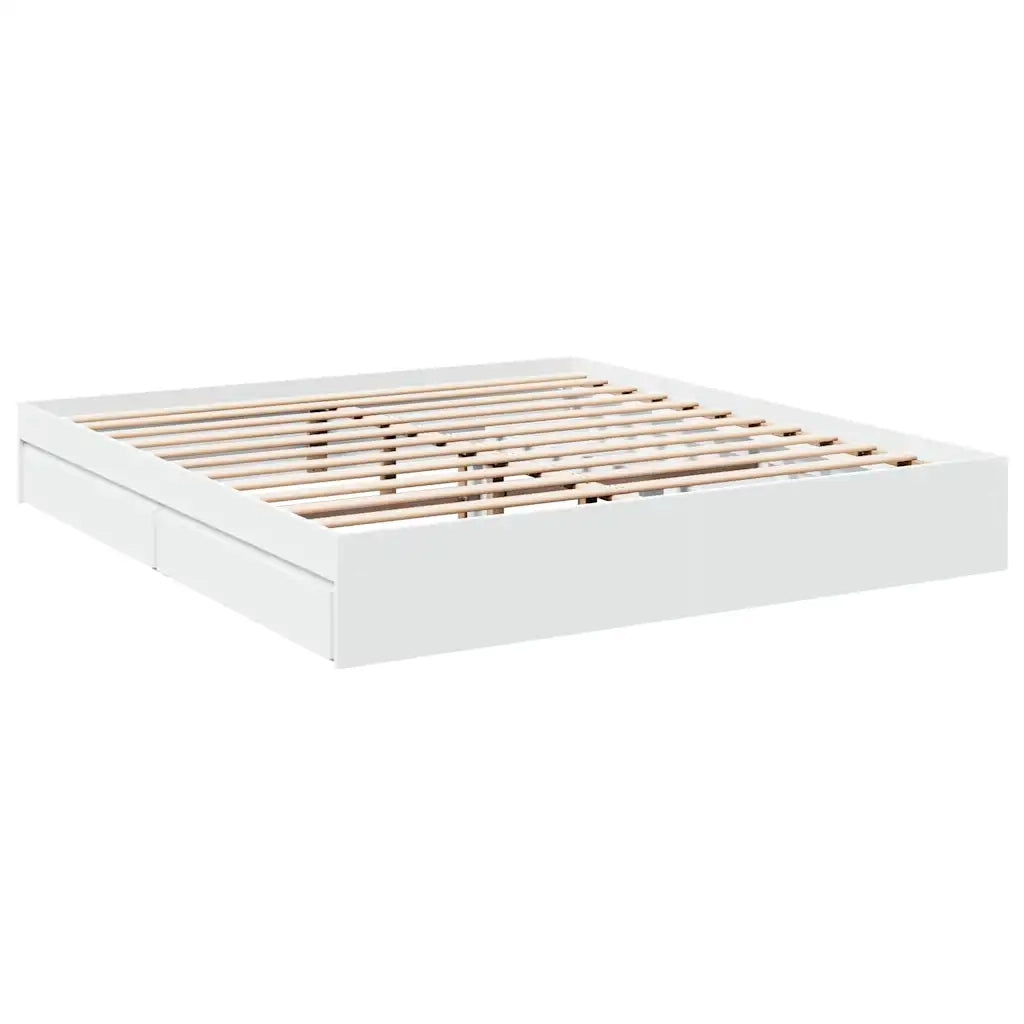 Giroletto con Cassetti Bianco 180x200 cm in Legno Multistrato