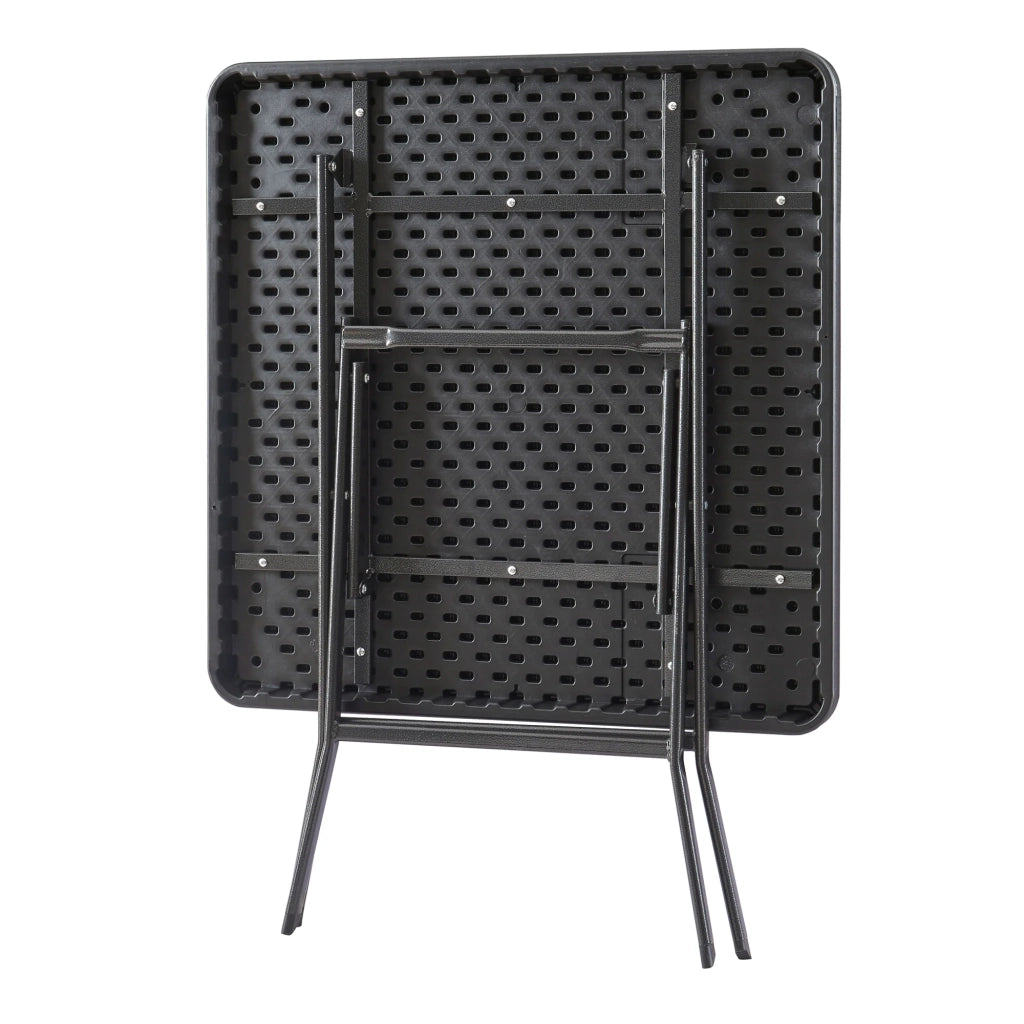 Tavolo da campeggio pieghevole 78 x 78 x 74 cm effetto rattan nero 03_0011004