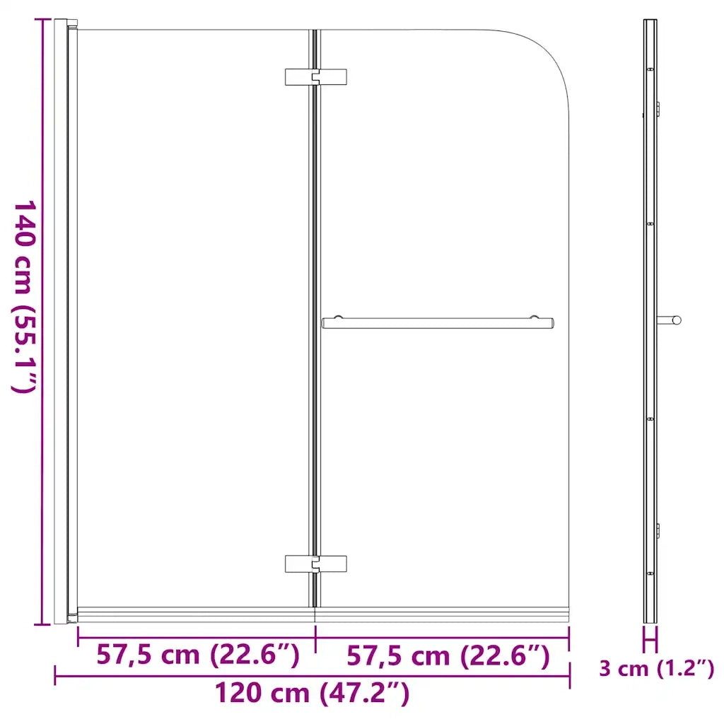 Box Doccia Pieghevole a Libro 2 Pannelli in ESG 120x140 cm 144677
