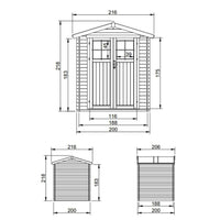 Casetta da Giardino in Legno per Esterni - L216xL206xA218 cm/ 3.53 m2 - TIMBELA M343F+M343G