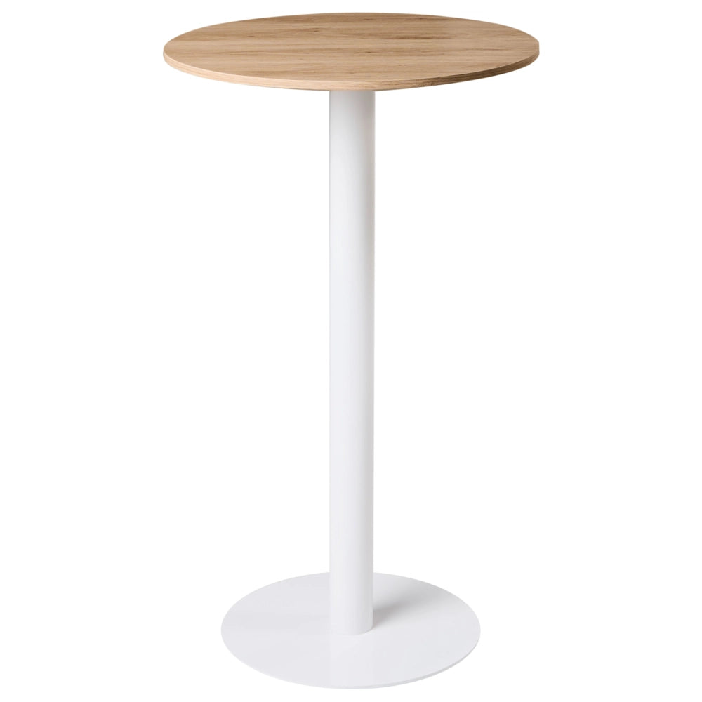 Tavolino da giardino Bistro Marrone chiaro e bianco Piano rotondo 60x60 cm Base metallica Rustico moderno