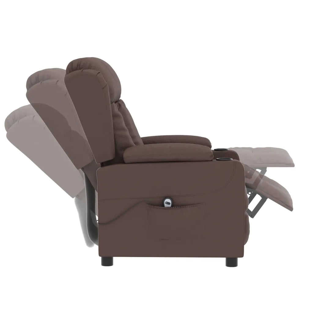 Poltrona Reclinabile Elettrica Marrone in Similpelle