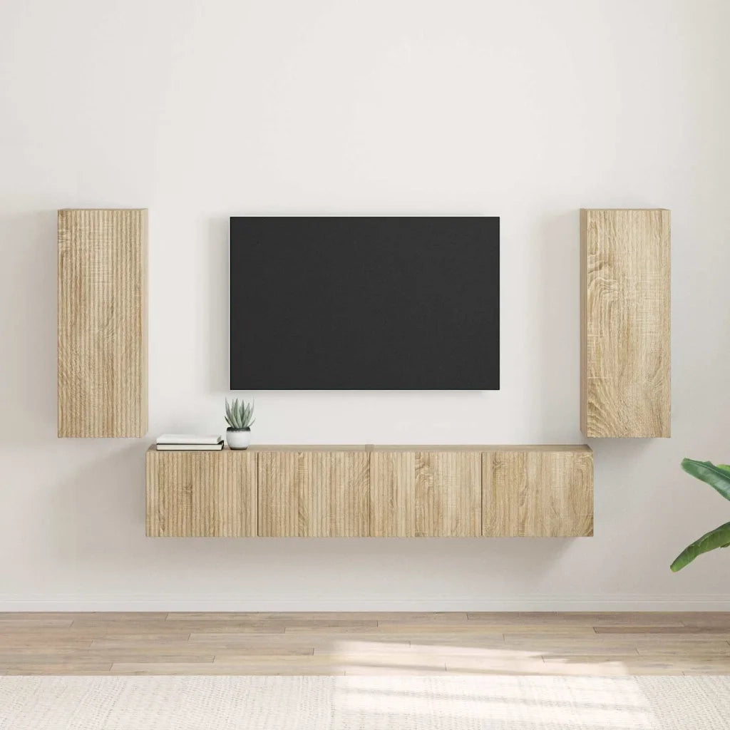Mobile TV da parete 2 pz-Set di 2 Mobile TV a Muro-Credenza TV Sonoma 30 x 31 x 80 cm