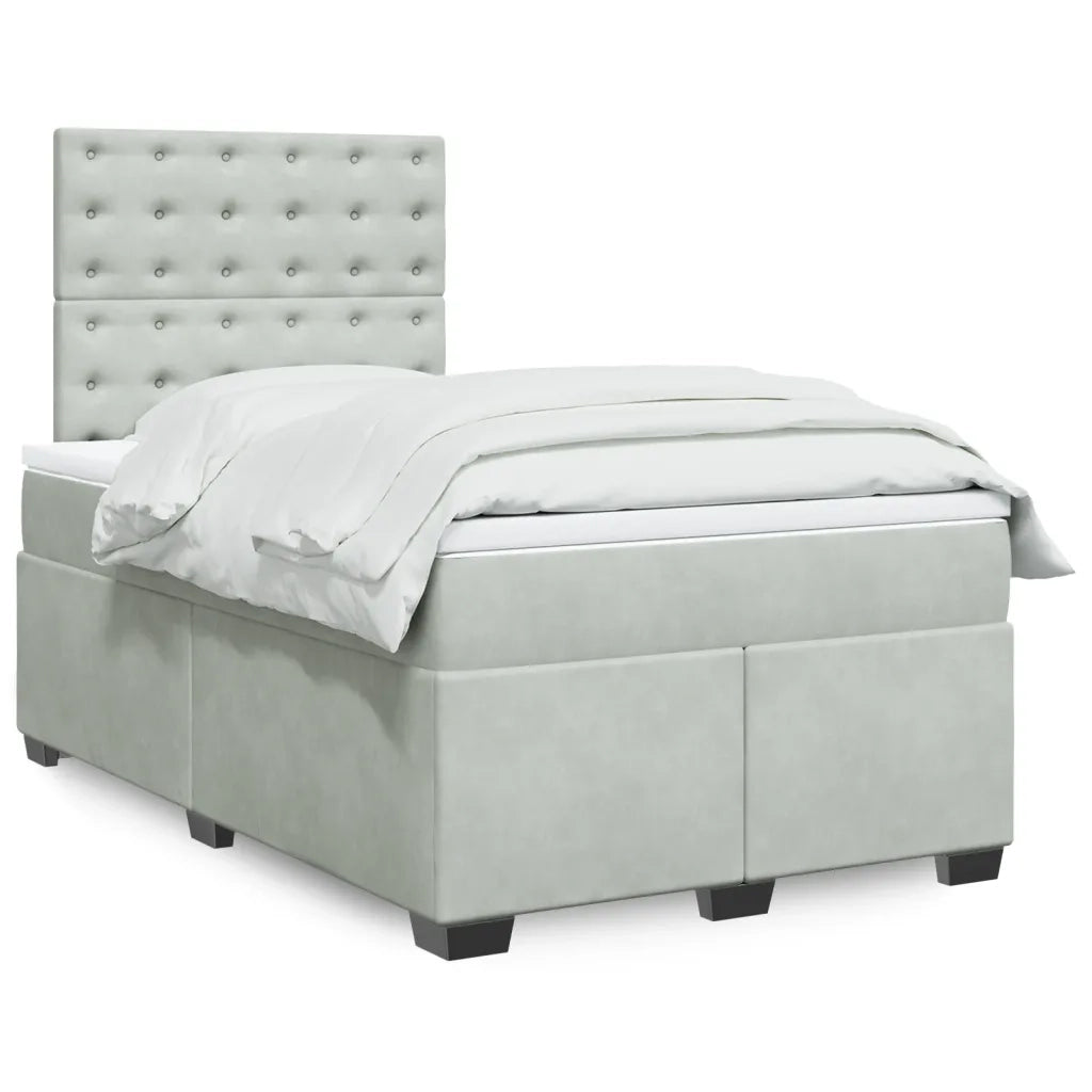 Giroletto a Molle con Materasso Grigio Chiaro 120x190cm Velluto