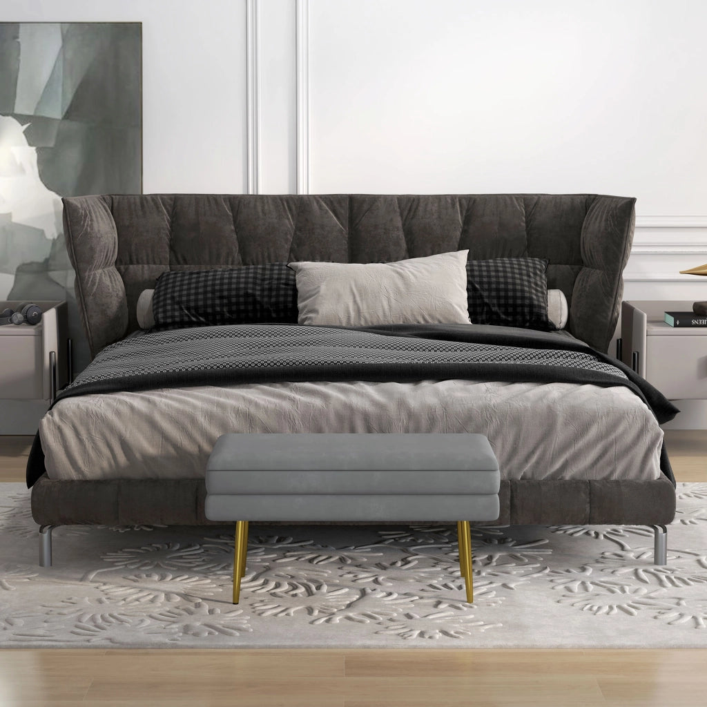 Divanetto con cassetti in metallo grigio scuro ¨C zephmum ¨C 79,5x37,5x43 cm