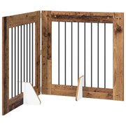 Cancello per cani con supporti 2 pz Legno antico 80 x 80 cm CFW5042596