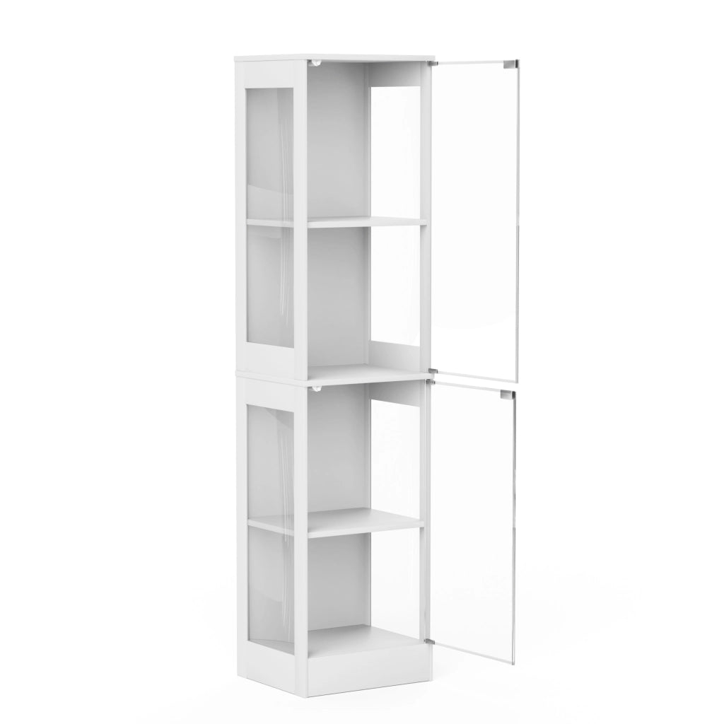 Vetrina a 4 Ripiani con Luci LED e Ante in Vetro ¨C MINIMAL ¨C Bianco 40x35x165