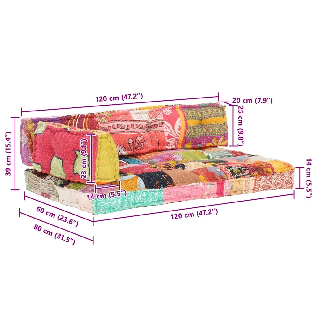Cuscino per sedie | Cuscino per Divani Pallet Multicolore in Tessuto Patchwork