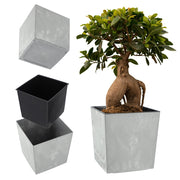 Vaso da fiori KADAX da 19 cm, copertura in plastica grigia con inserto.