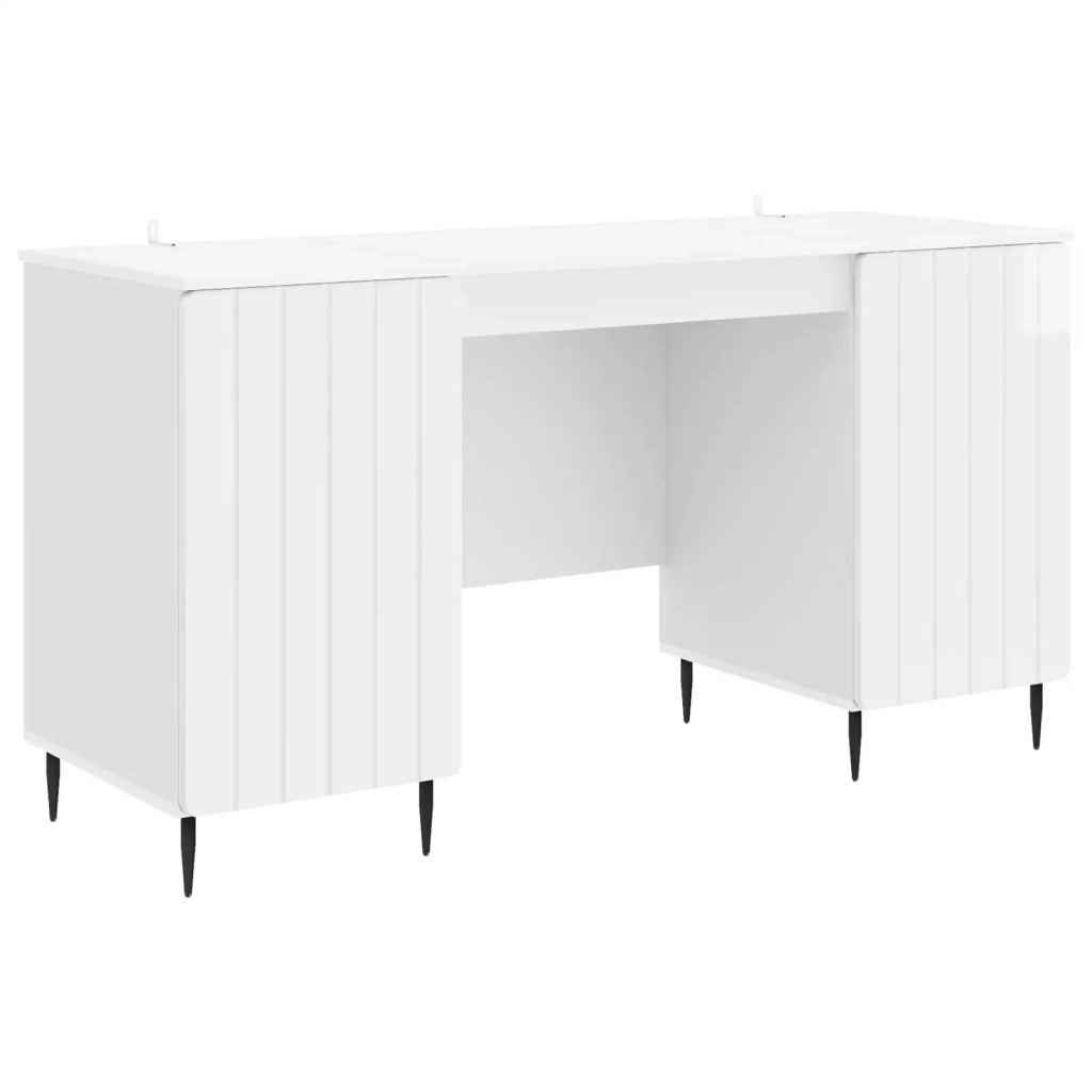 Scrivania Bianco Lucido 142,5 x 50 x 75 cm Legno ingegnerizzato