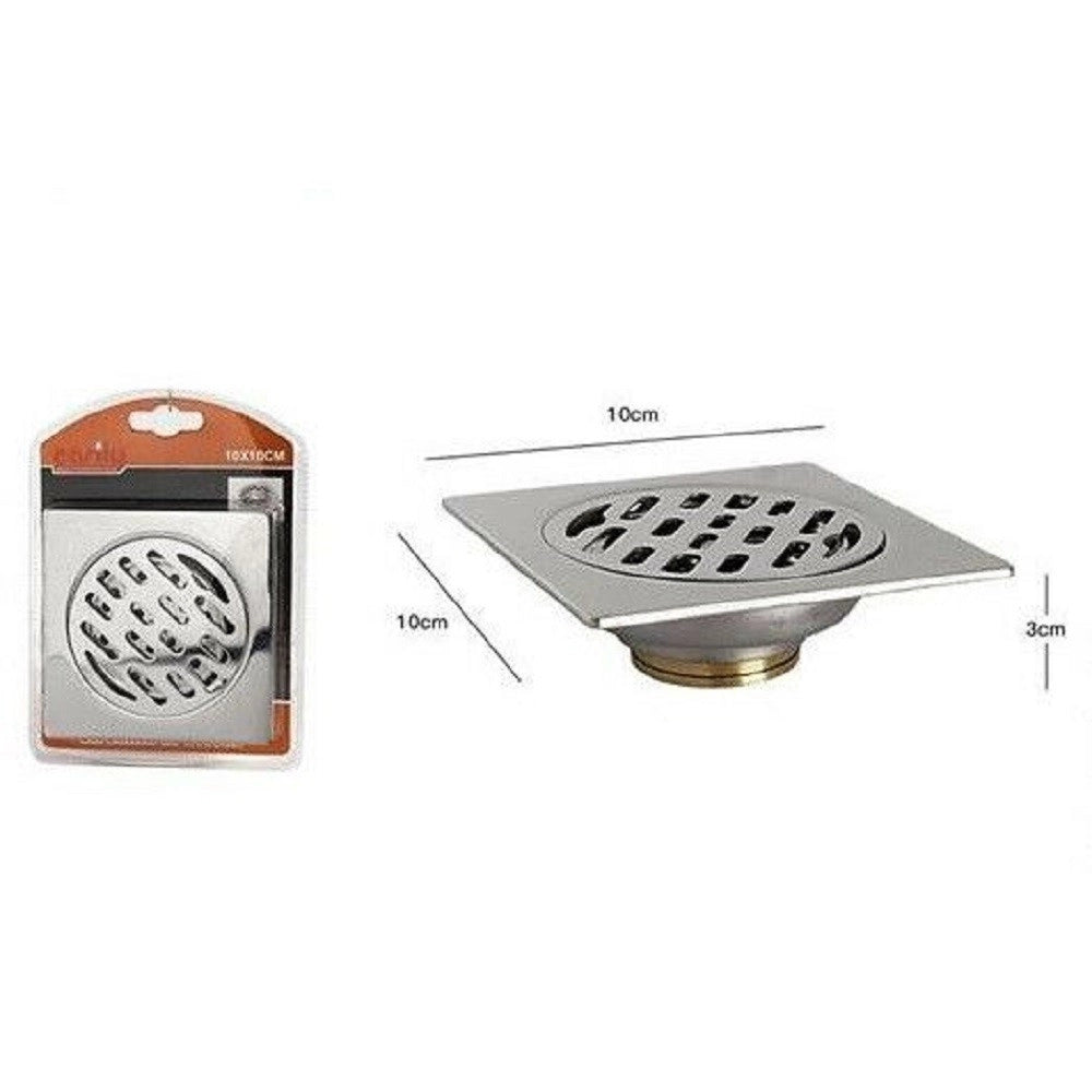 Trade Shop - Piletta Per Doccia A Pavimento Sifonata In Ottone 10 X 10 Cm Bagno Tappo -