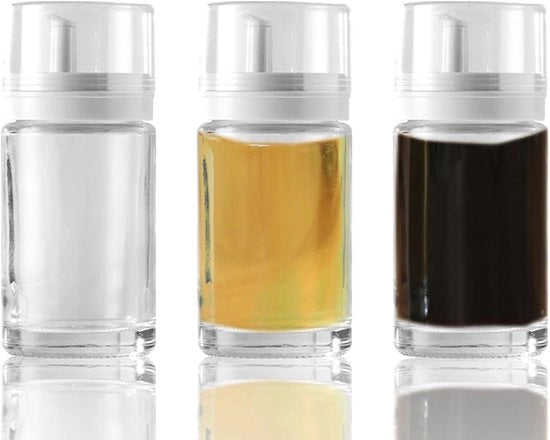 Set di 3 piccole bottiglie in vetro per cucina - impermeabili, non rilasciano gocce, BPA-free