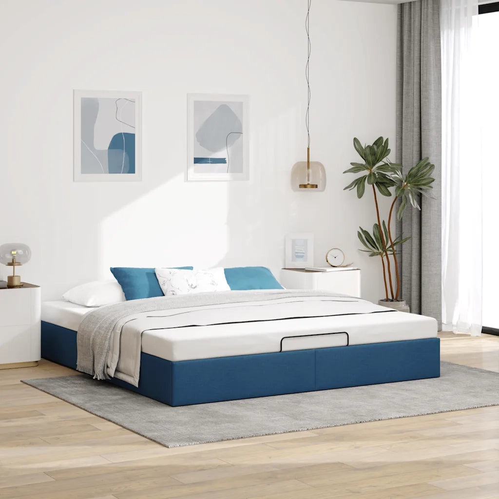 Struttura Letto Pouf senza Materasso Blu 180x200cm in Tessuto