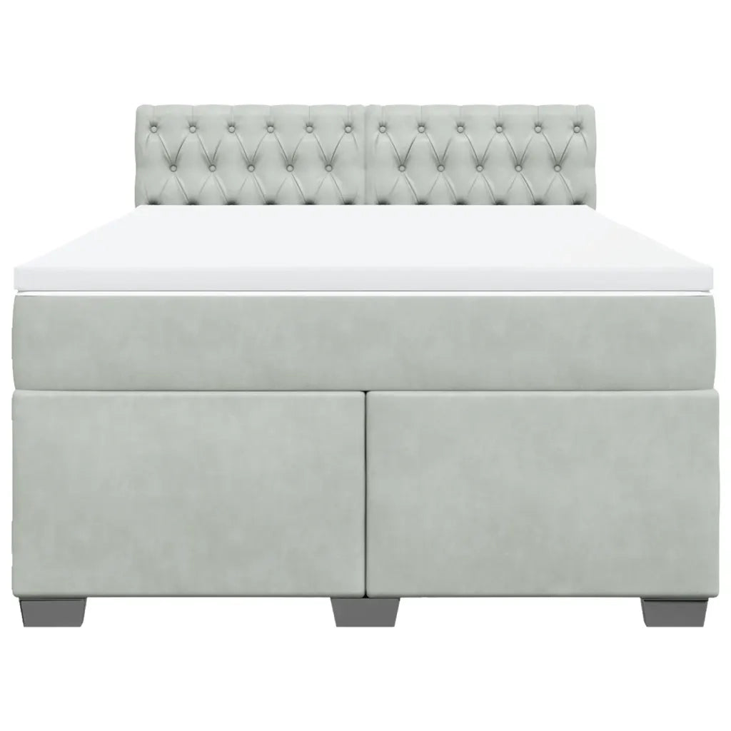 Giroletto a Molle con Materasso Grigio Chiaro 140x200cm Velluto 3286336