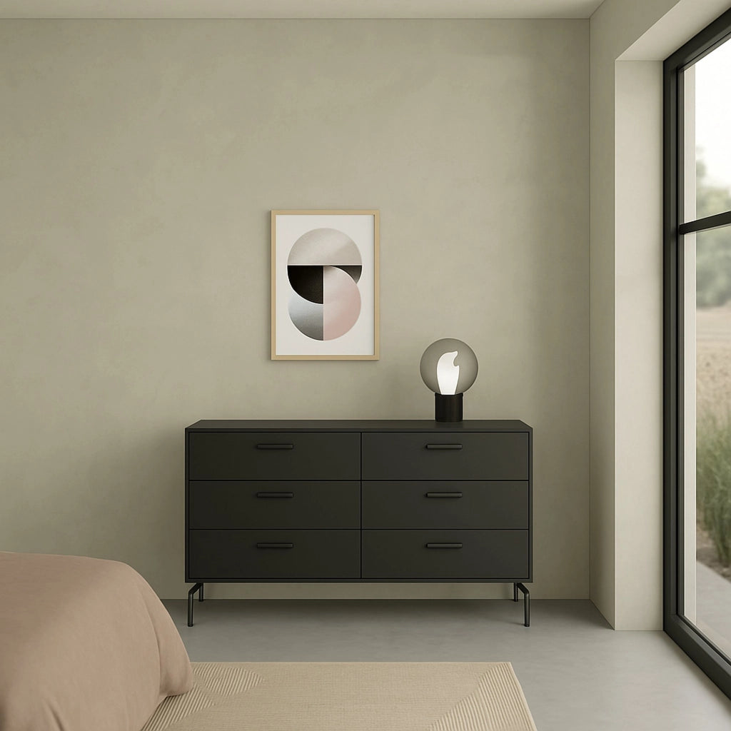 Credenza Begawan, Buffet da soggiorno, Madia da salotto, Dispensa da cucina, 139x40 h77 cm, Nero