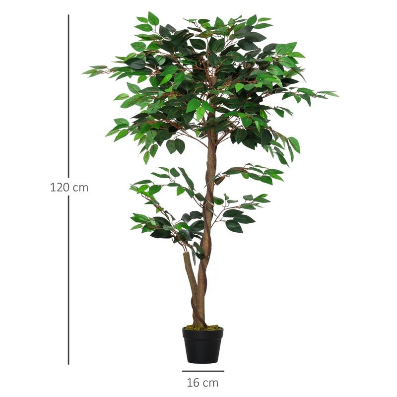 PIANTA ARTIFICIALE ALBERO DEL TÞ CON 546 FOGLIE REALISTICHE E VASO CEMENTO 120 CM VERDE
